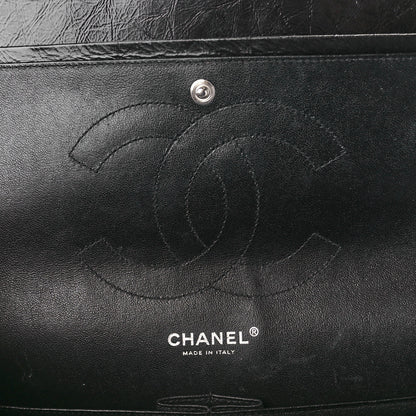 Chanel Shiny Distressed Calfskin Quilted Jumbo Double Flap So Black 6 of 13