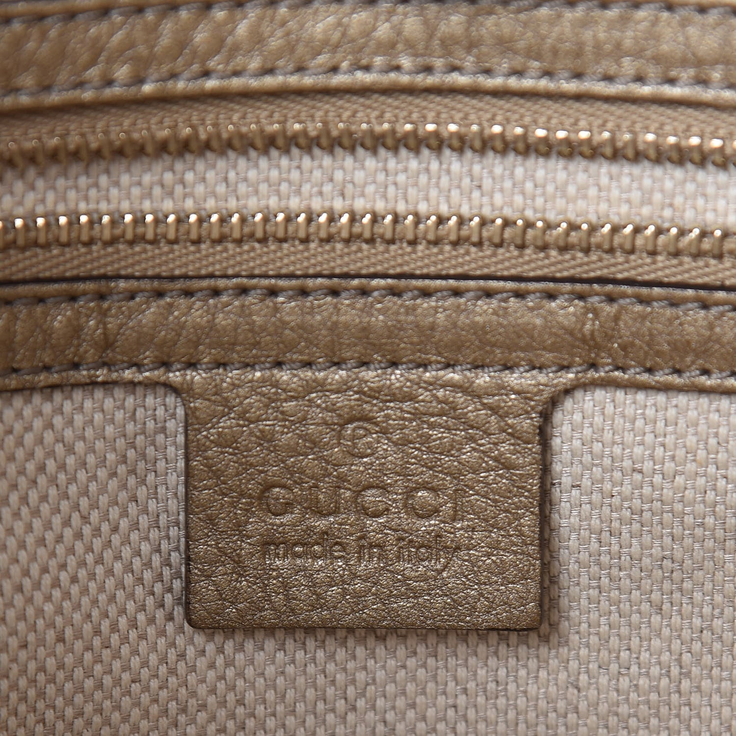 Gucci Metallic Pebbled Calfskin Medium Soho Chain Shoulder Bag Golden Beige 6 of 12