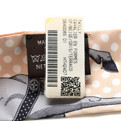 Hermes Silk Cavalier En Formes Twilly Beige Gris Terraco 3 of 4