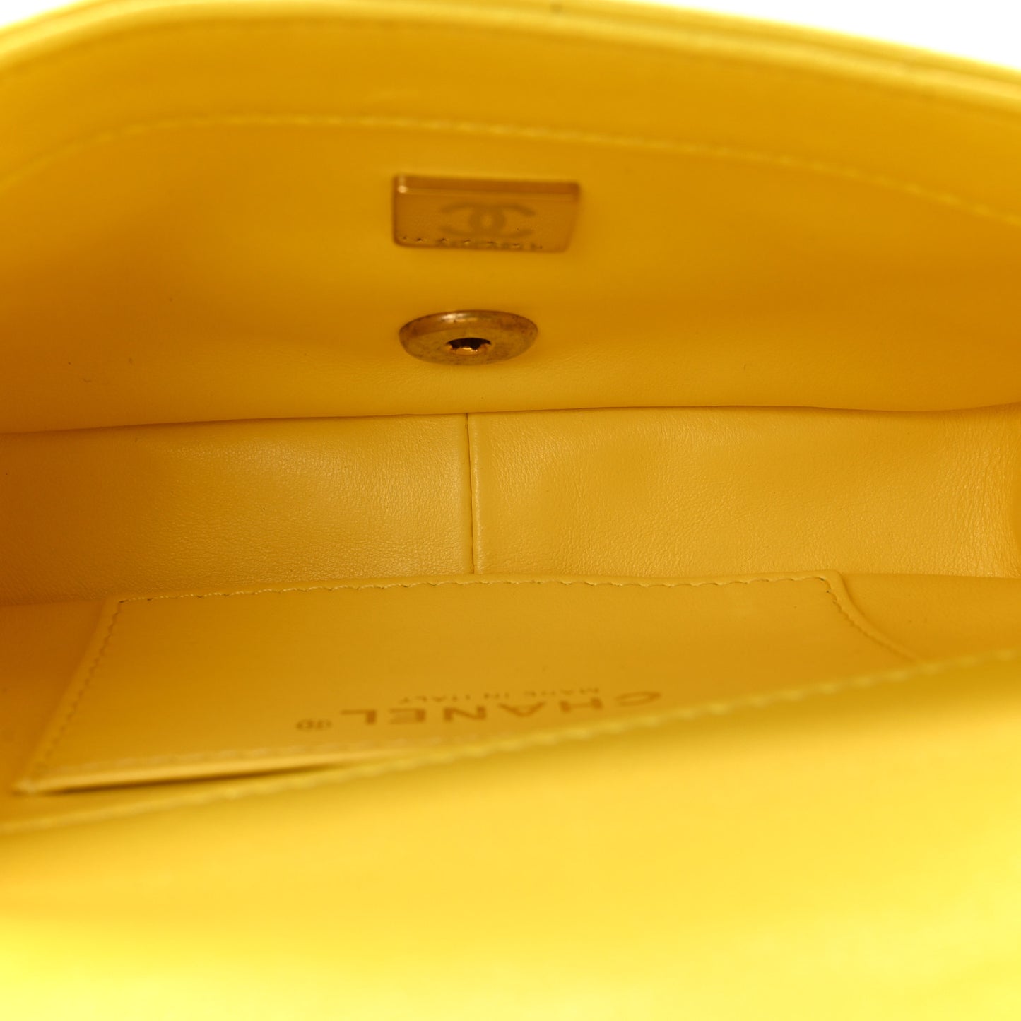 Pearly Lambskin Pearl Quilted Mini Flap Yellow