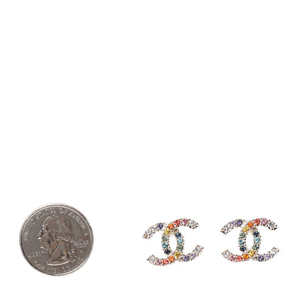 Chanel Crystal Over The Rainbow CC Earrings Gold Multicolor 2 of 4
