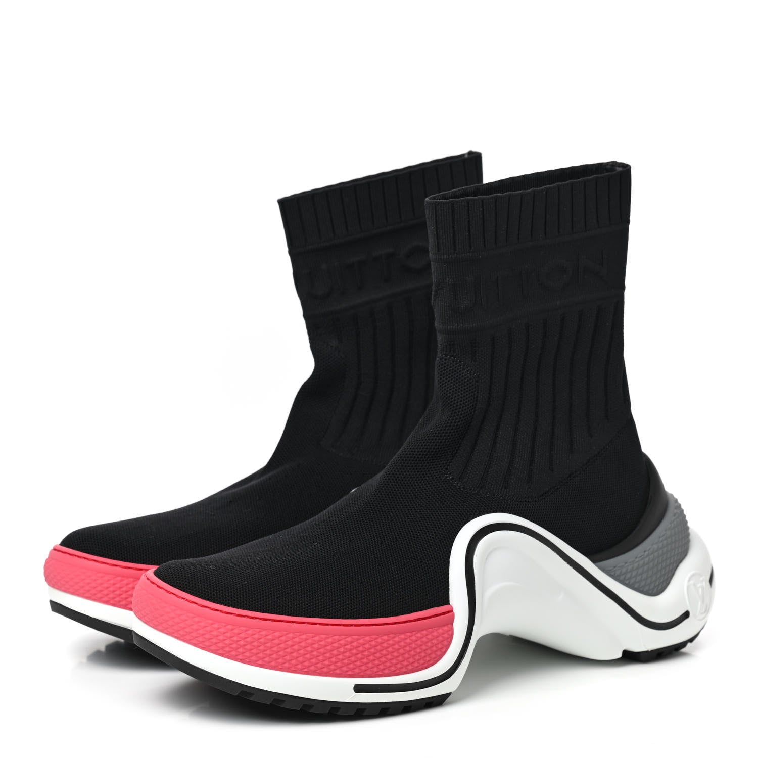 Louis Vuitton Stretch Textile LV Archlight Sneaker Boots 37.5 Fuchsia Black 3 of 8
