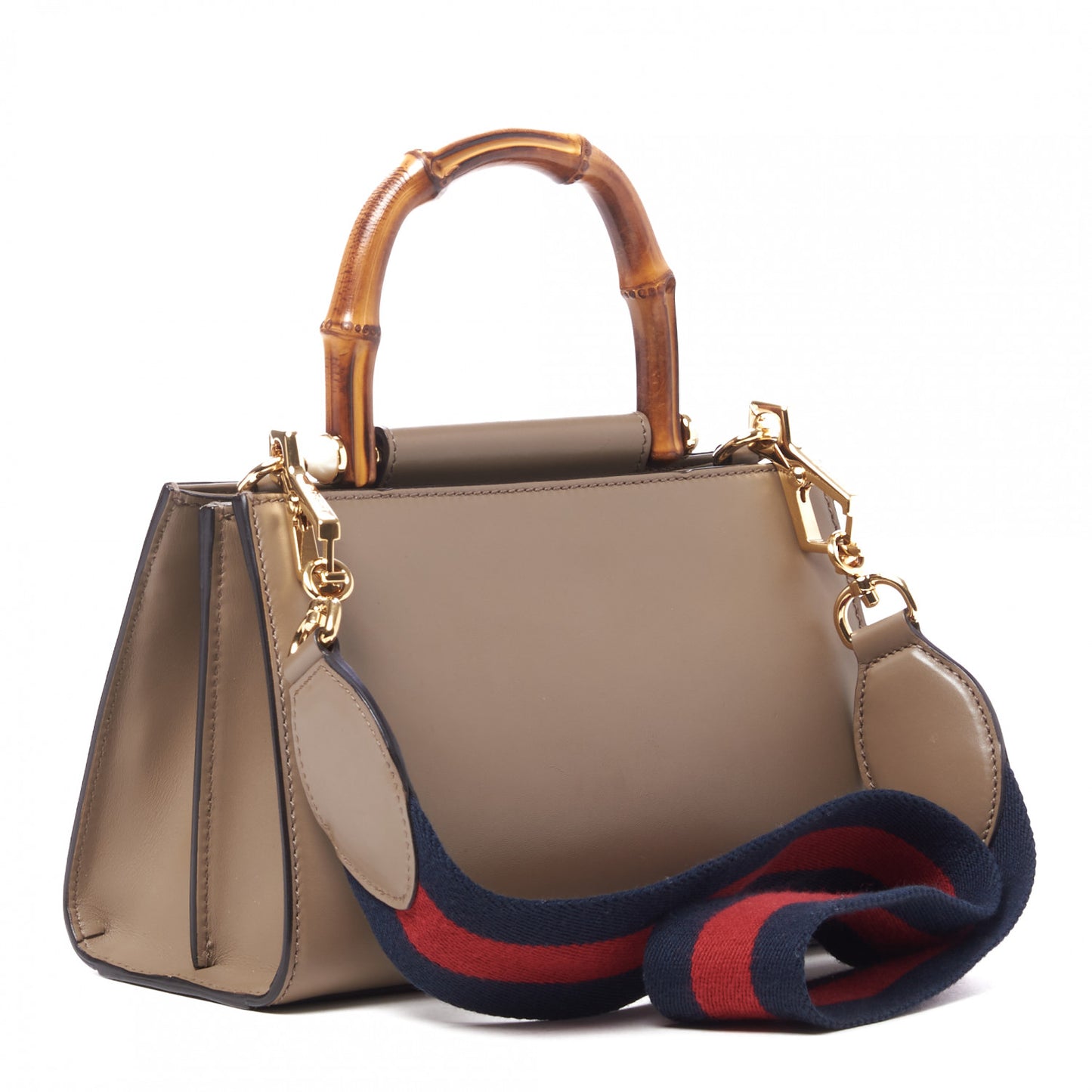 Nappa Bamboo Web Mini Nymphaea Top Handle Bag Brown