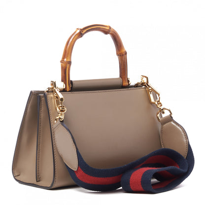 Gucci Nappa Bamboo Web Mini Nymphaea Top Handle Bag Brown 2 of 9