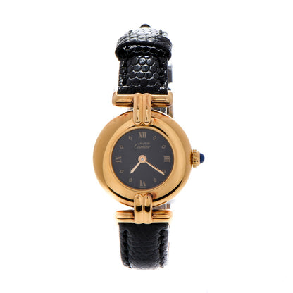 Cartier Sterling Silver Vermeil Lizard 23mm Must De Cartier Quartz Watch Black 1 of 11
