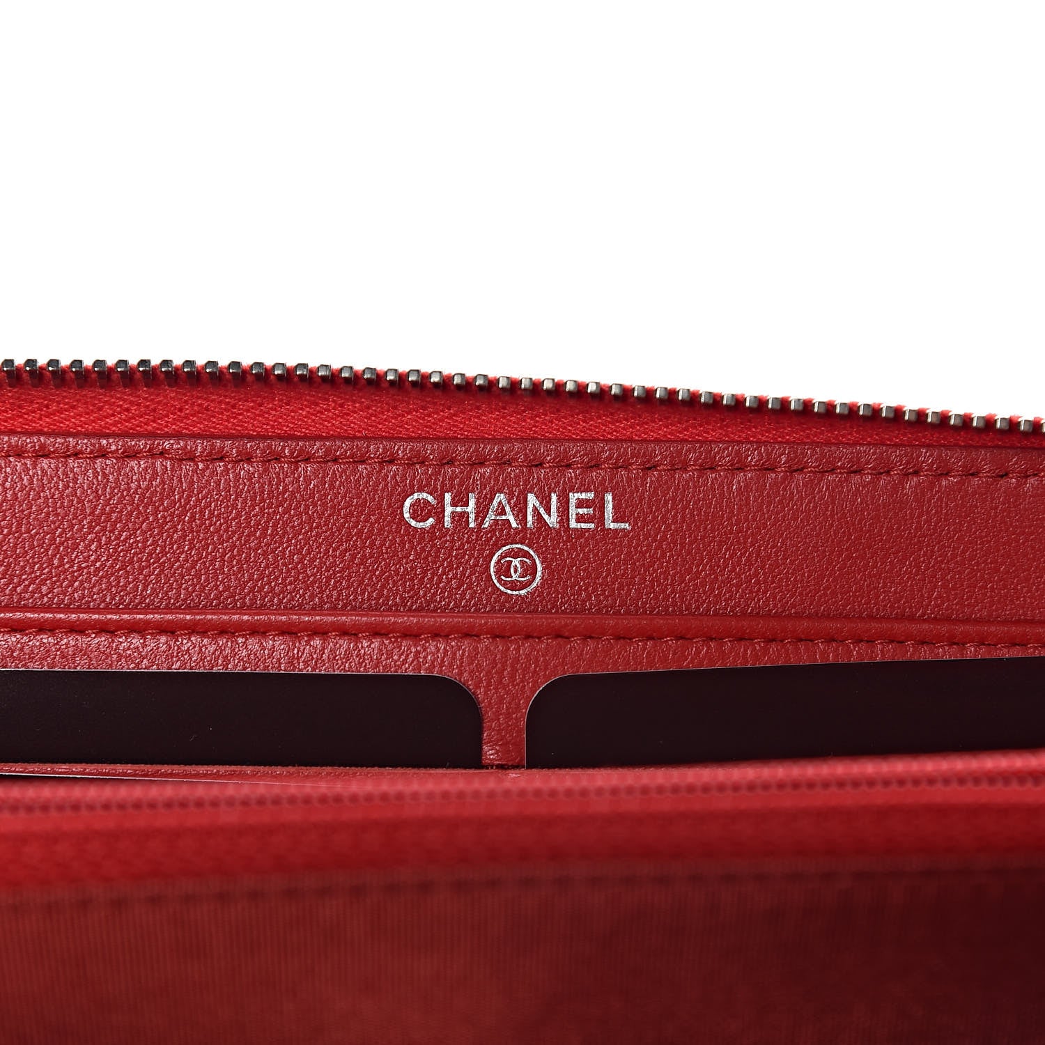 Chanel Patent Quilted Coco Boy Zip Around Wallet Red 6 of 9