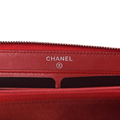 Chanel Patent Quilted Coco Boy Zip Around Wallet Red 6 of 9