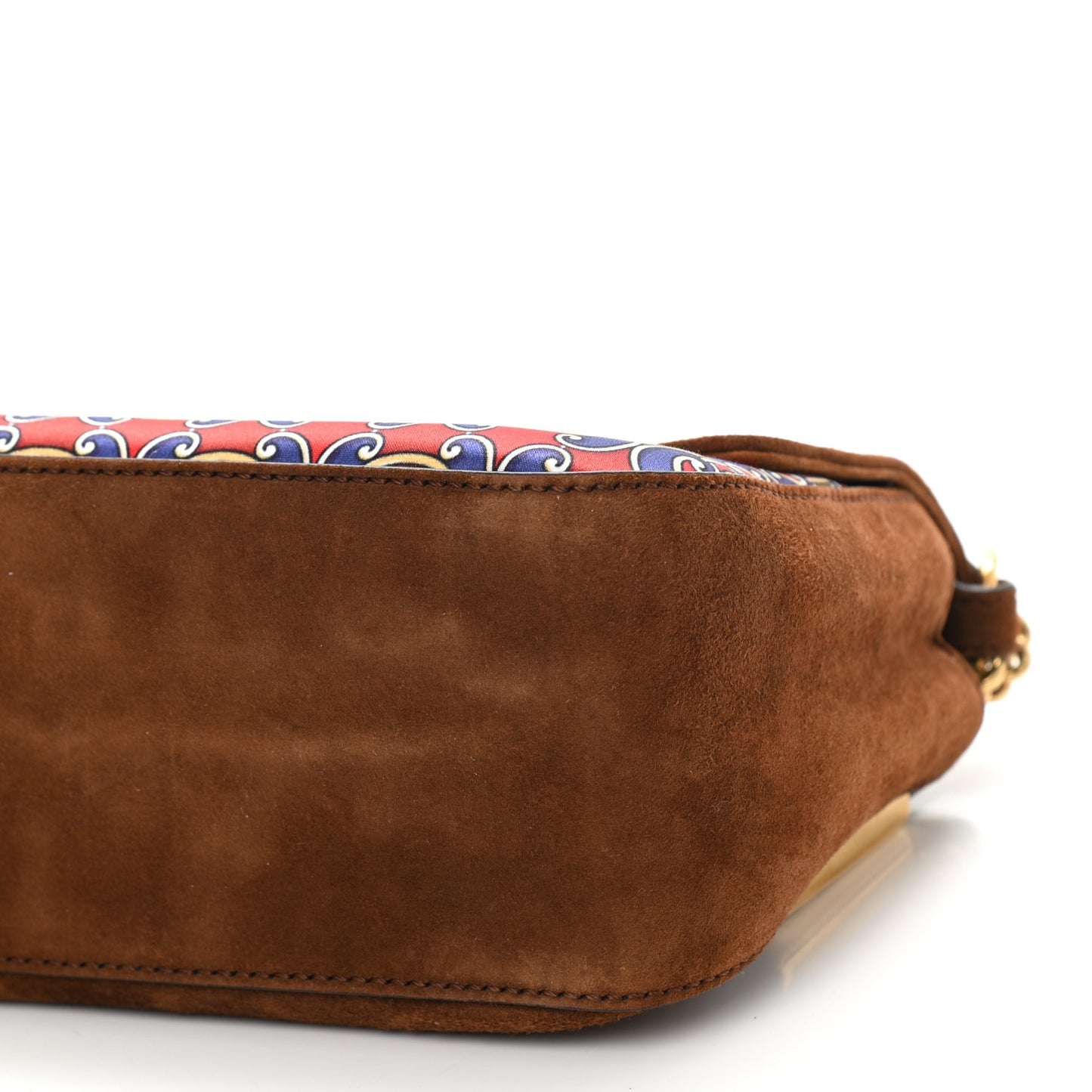 Suede Satin Double F Shoulder Bag Marrone Rosso Blue