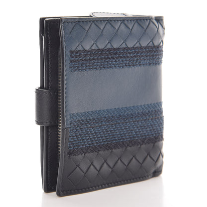 Bottega Veneta Nappa Intrecciato Stitched French Flap Wallet Tourmaline Denim Krim 3 of 7