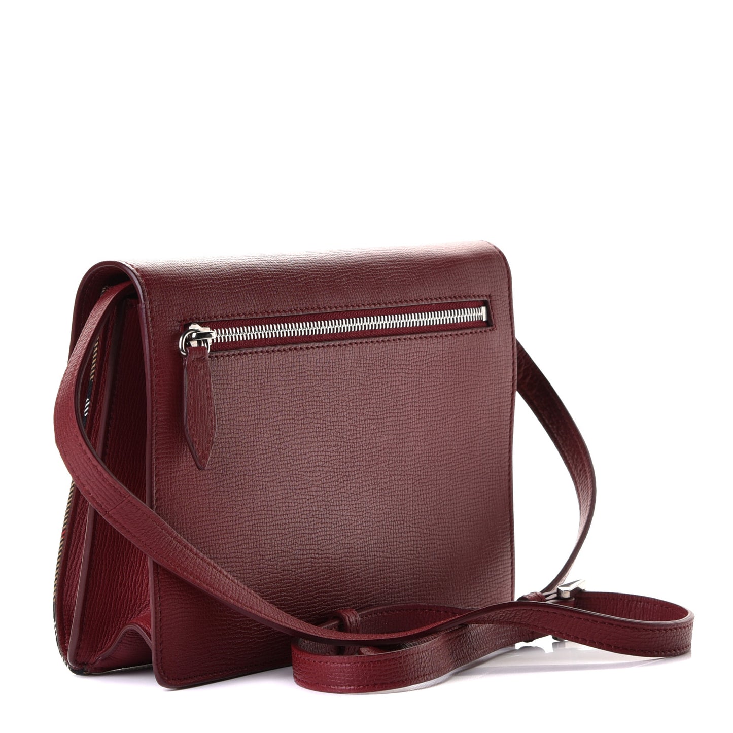 Grainy Calfskin Vintage Check Small Macken Crossbody Bag Crimson