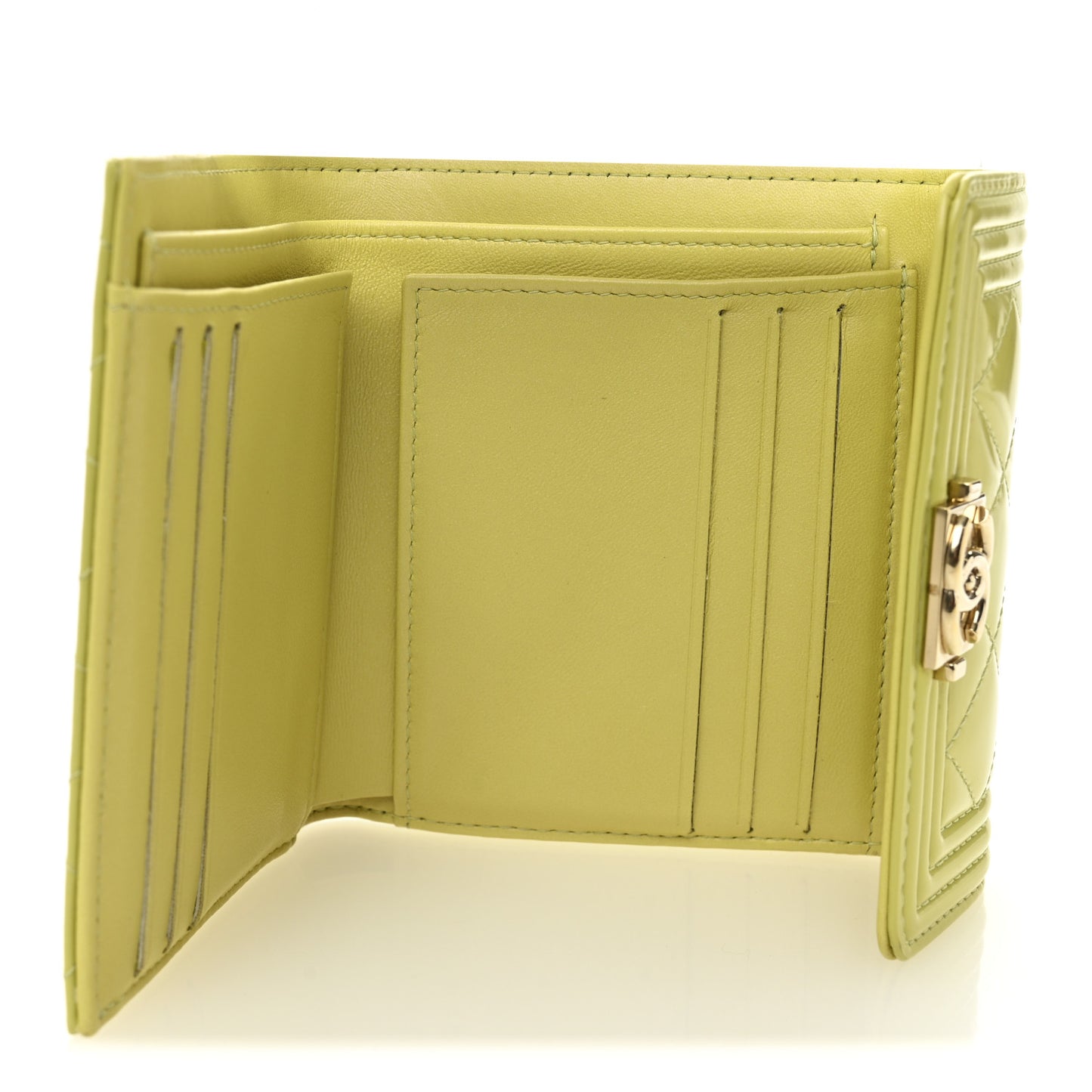 Patent Quilted Compact Boy Wallet Yellow