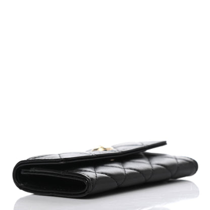 Chanel Lambskin Quilted CC Button Flap Card Holder Black 3 of 4