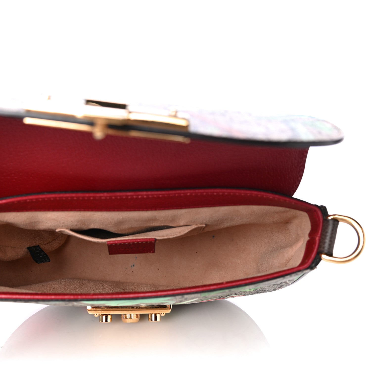 Gucci GG Supreme Monogram Tian Web Medium Padlock Messenger Shoulder Bag Beige Multicolor New Acero 5 of 12