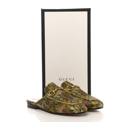 Gucci Iridescent Brocade Womens Princetown Slippers 35 Gold Multicolor 9 of 9