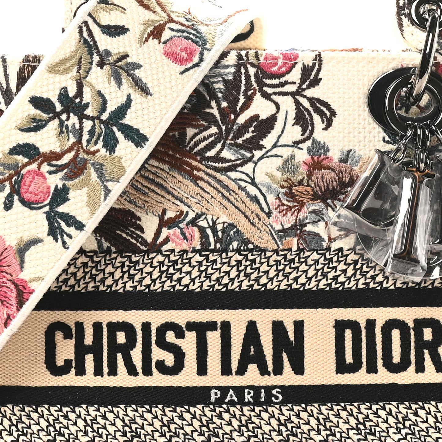Canvas Embroidered Jardin D'Hive Medium Lady D-Lite Ecru Multicolor