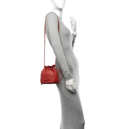 Chanel Lambskin Quilted Mini Drawstring Bucket Bag Red 2 of 15
