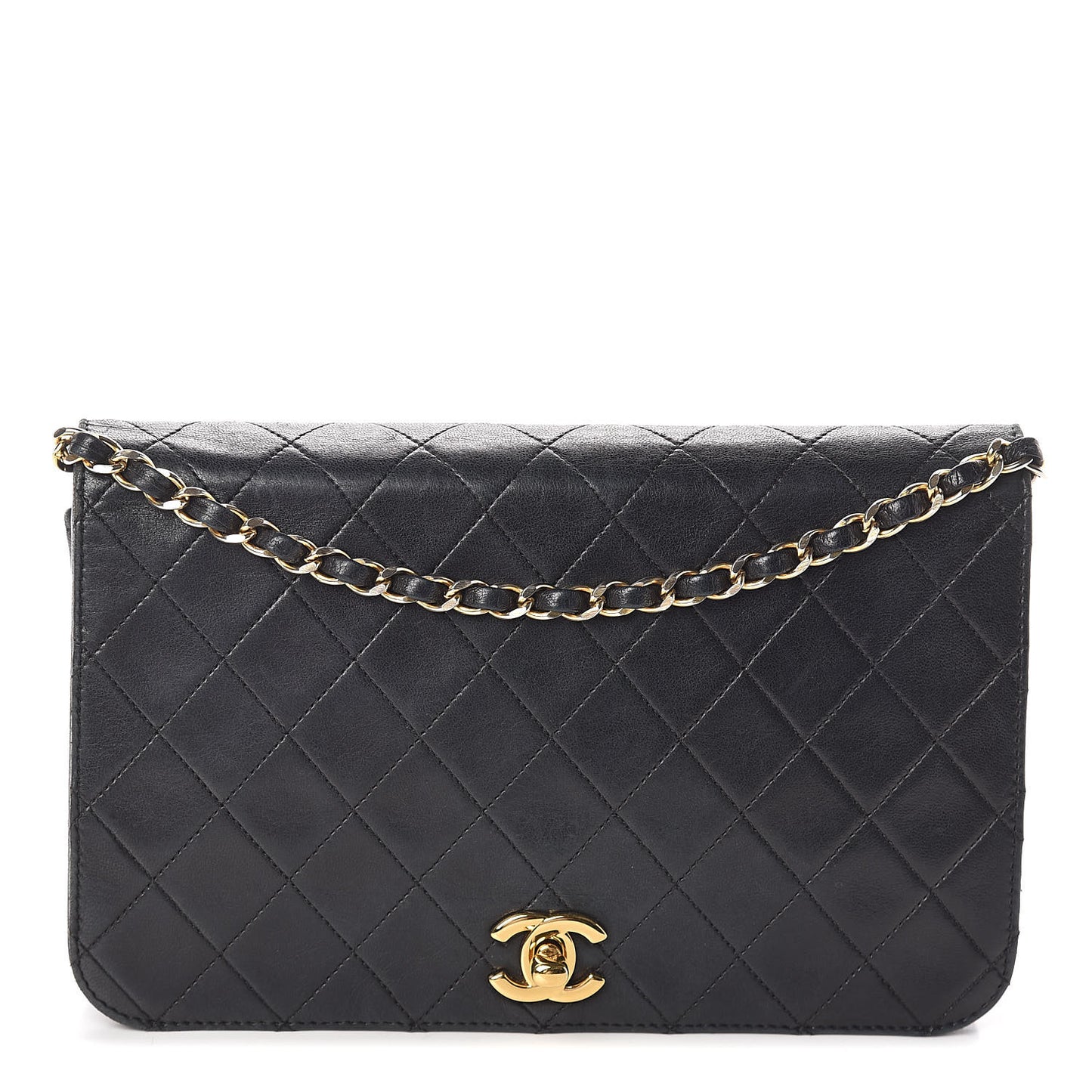 Lambskin Quilted Small Single Flap Black