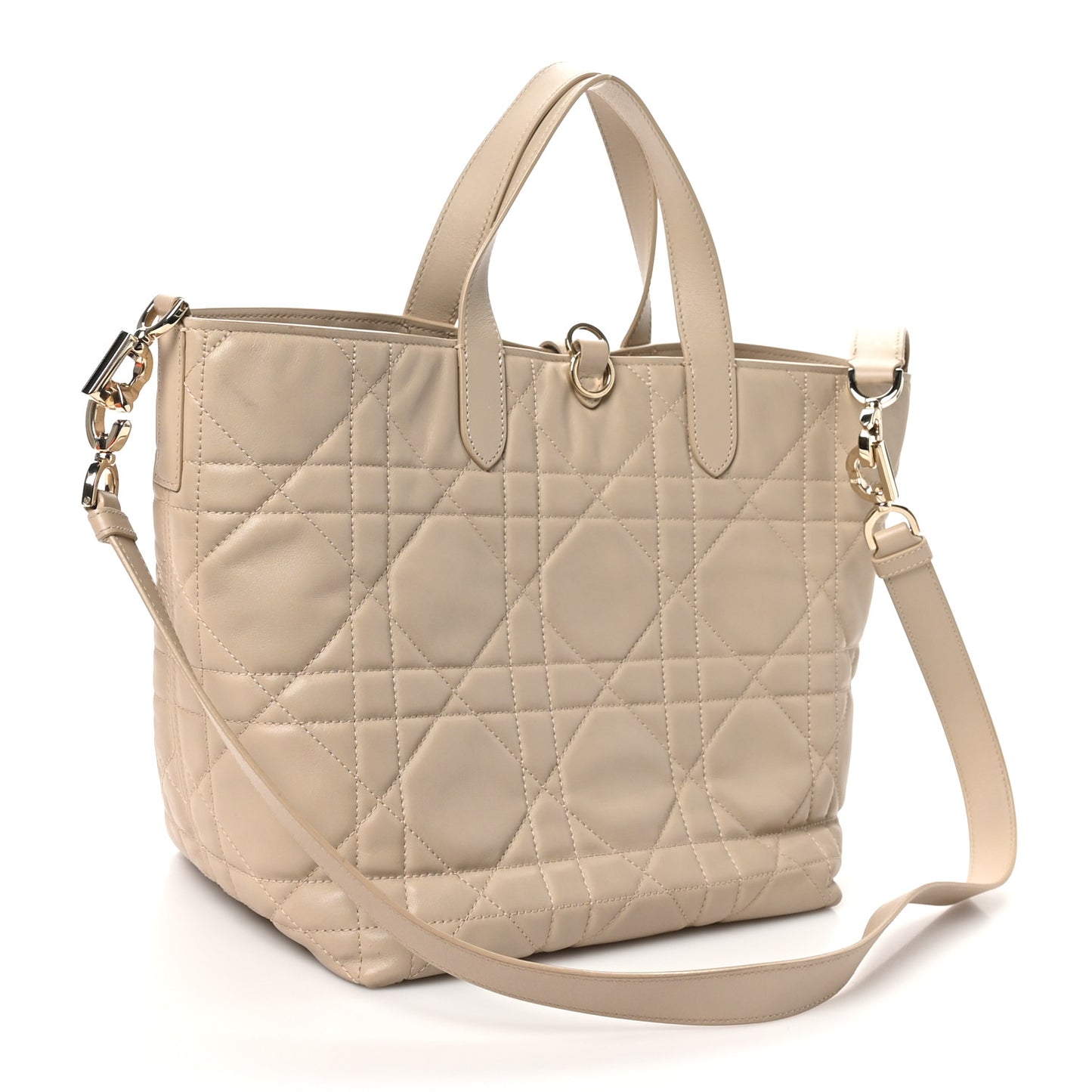 Calfskin Macrocannage Medium Toujours Vertical Tote Powder Beige