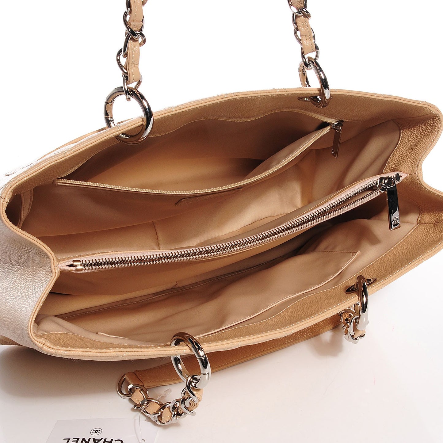 Caviar Quilted Grand Shopping Tote GST Beige Clair