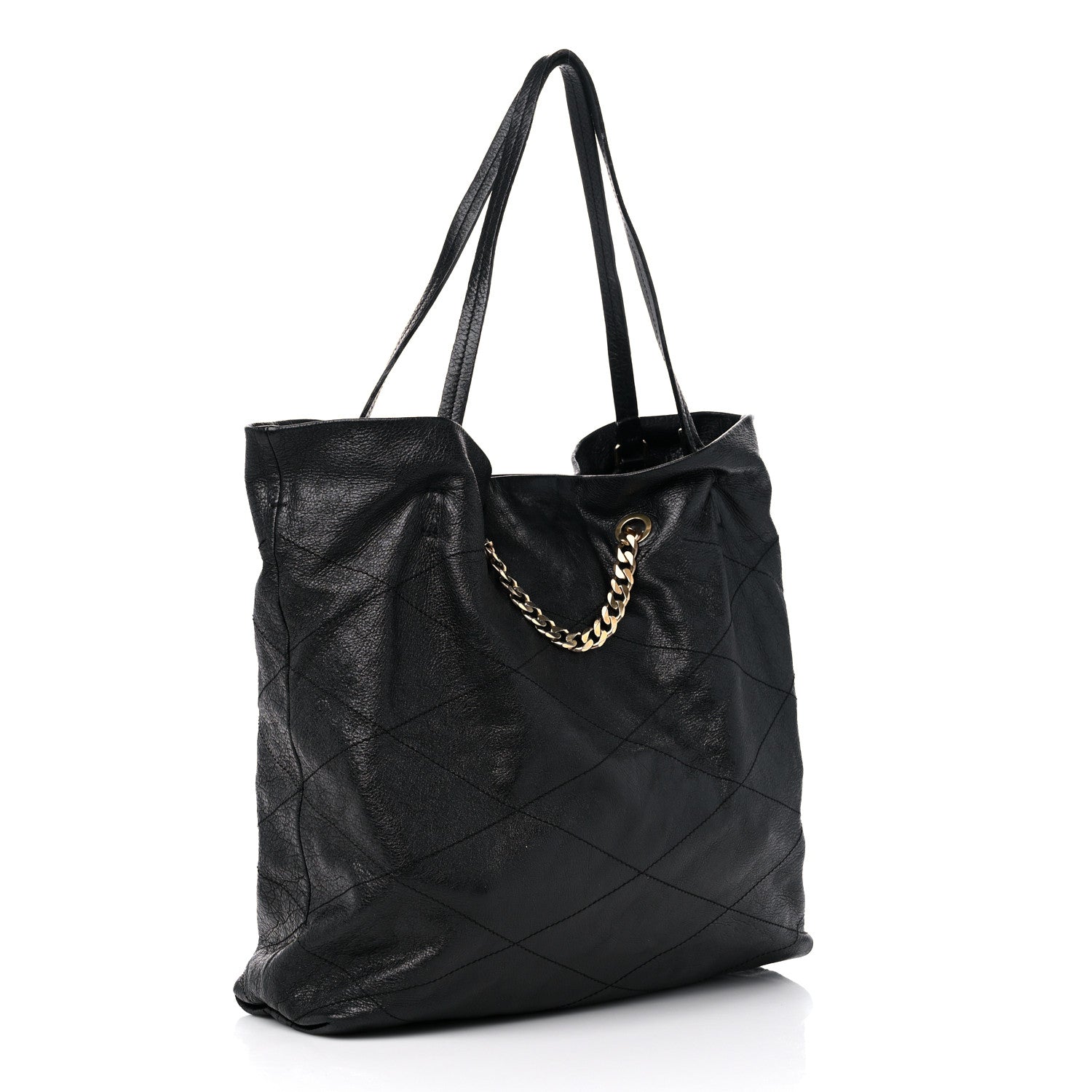 Lanvin Crinkled Calfskin Quilted Carry Me Tote Black 3 of 11