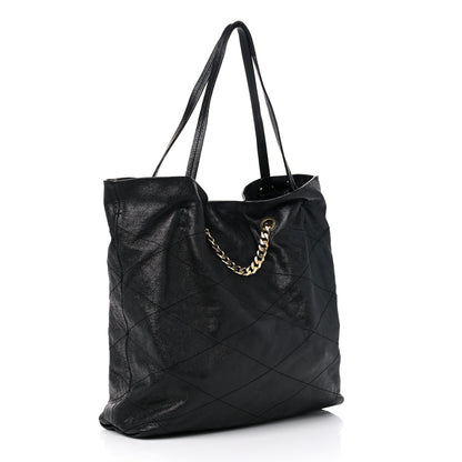 Lanvin Crinkled Calfskin Quilted Carry Me Tote Black 3 of 11