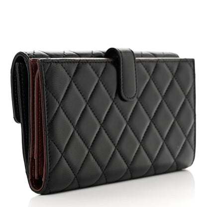 Chanel Lambskin Quilted Long Flap Wallet Black 3 of 12