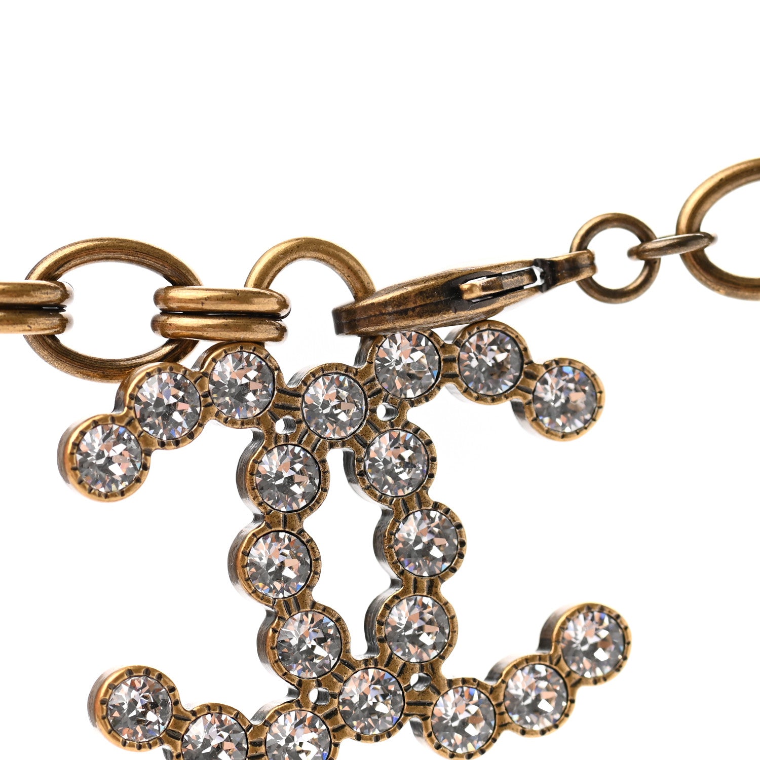 Chanel Crystal City of Lights Letter Chain Necklace Gold 5 of 7