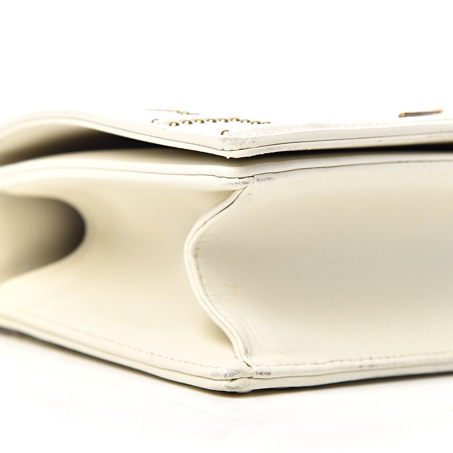 Lambskin Studded Small Diorama Flap Bag Off White