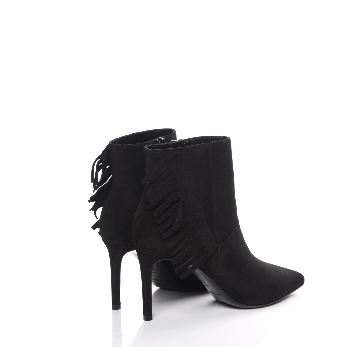 Suede Fringe Paris Ankle Boots 37 Black