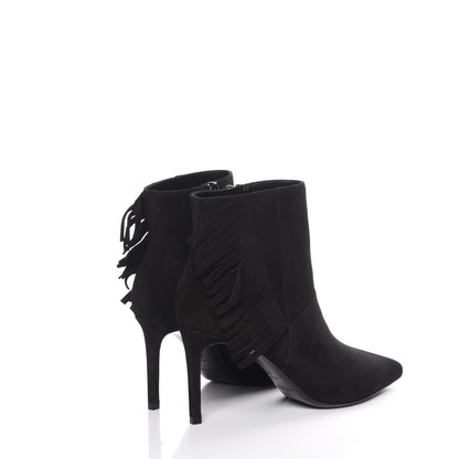 Saint Laurent Suede Fringe Paris Ankle Boots 37 Black 4 of 9