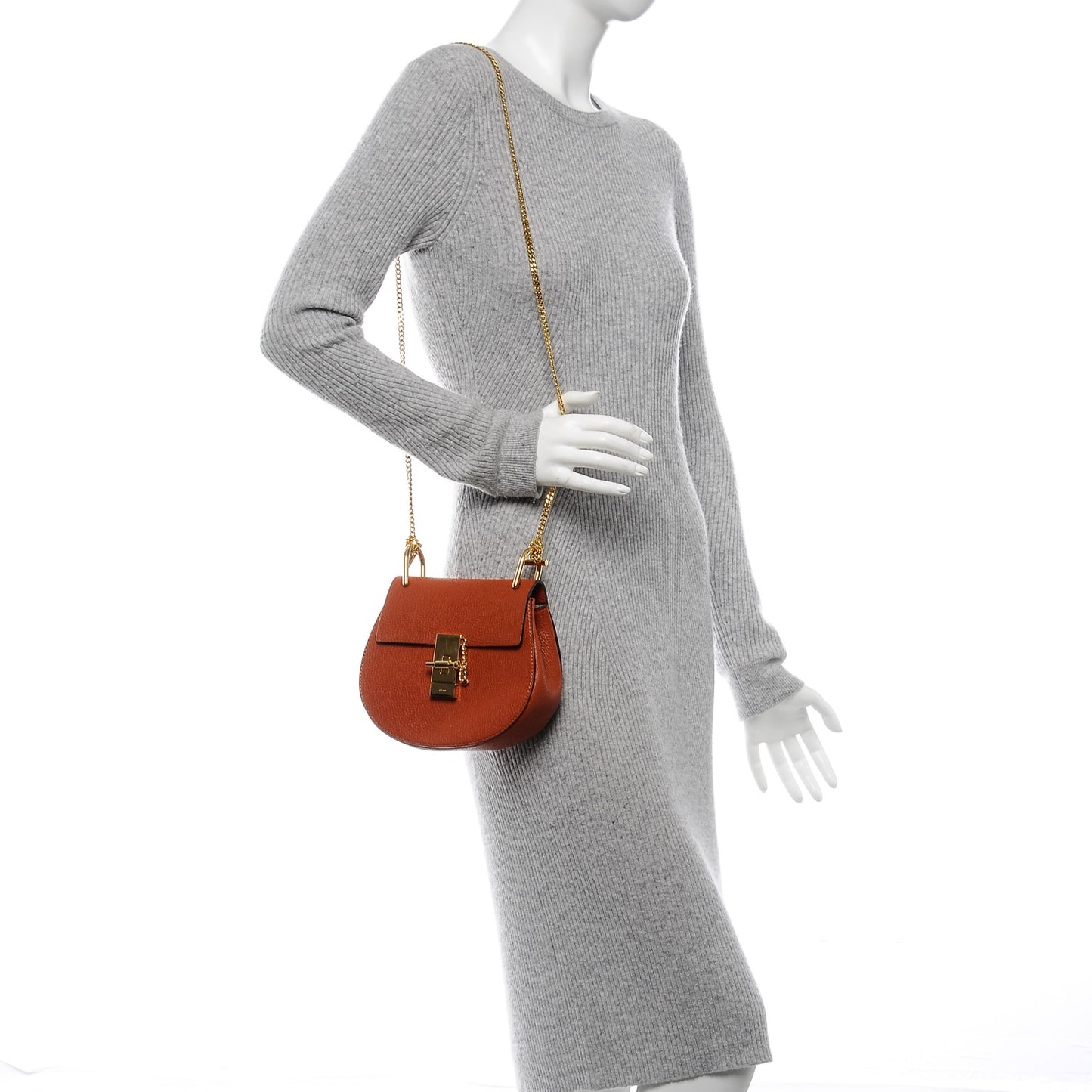 Grained Lambskin Mini Drew Shoulder Bag Foxy Orange