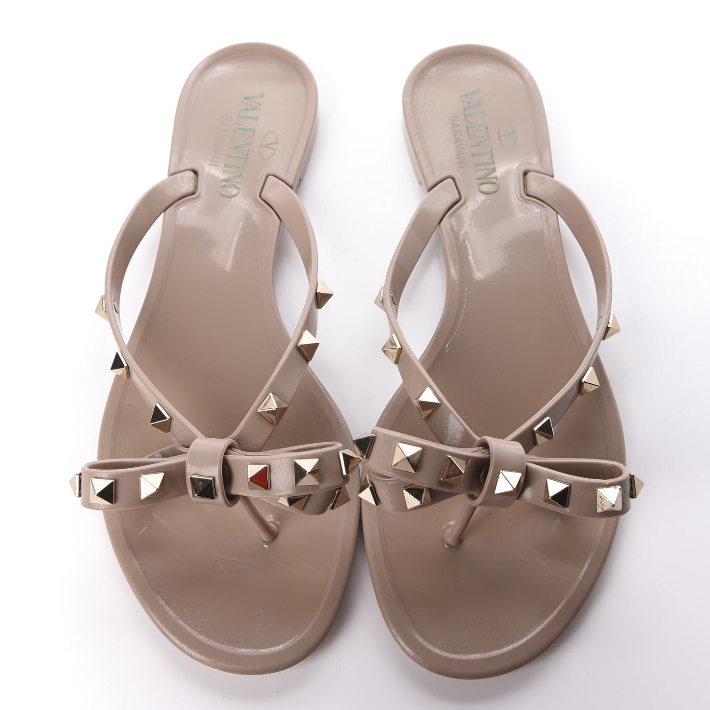 PVC Jelly Rockstud Bow Thong Sandals 38 Poudre
