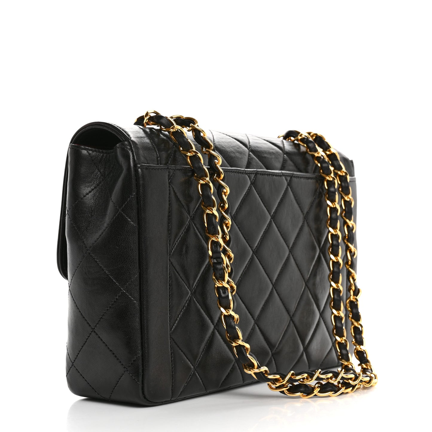 Lambskin Quilted Medium Single Flap Black