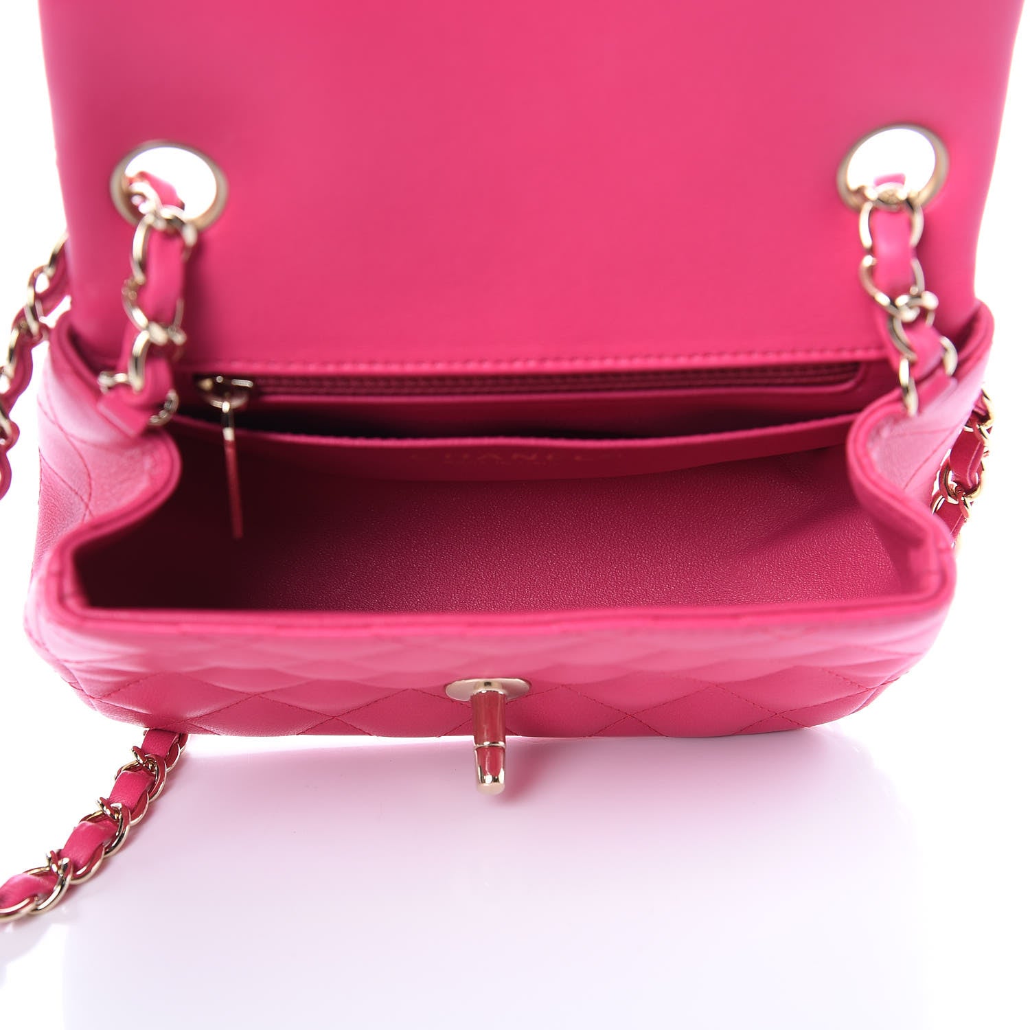 Chanel Lambskin Quilted Mini Square Flap Fuchsia 5 of 9