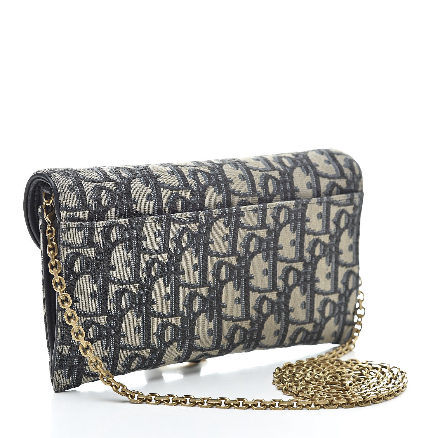 Christian Dior Oblique Saddle Chain Wallet Blue 3 of 13
