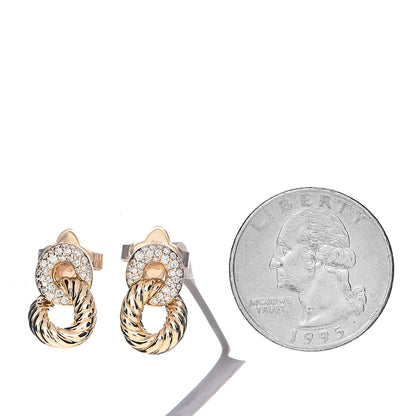 David Yurman 18K Yellow Gold Diamond Extra Small Belmont Curb Link Drop Earrings 2 of 5