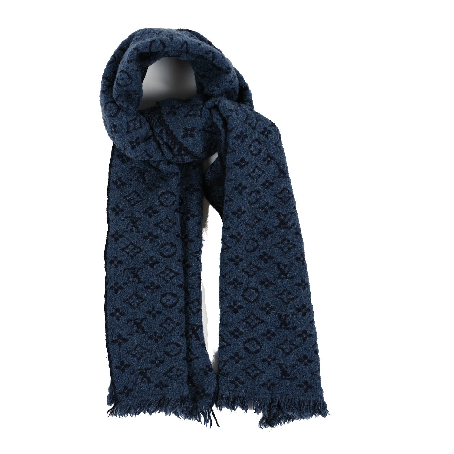 Louis Vuitton Wool Monogram Classic Scarf Navy Blue 1 of 3