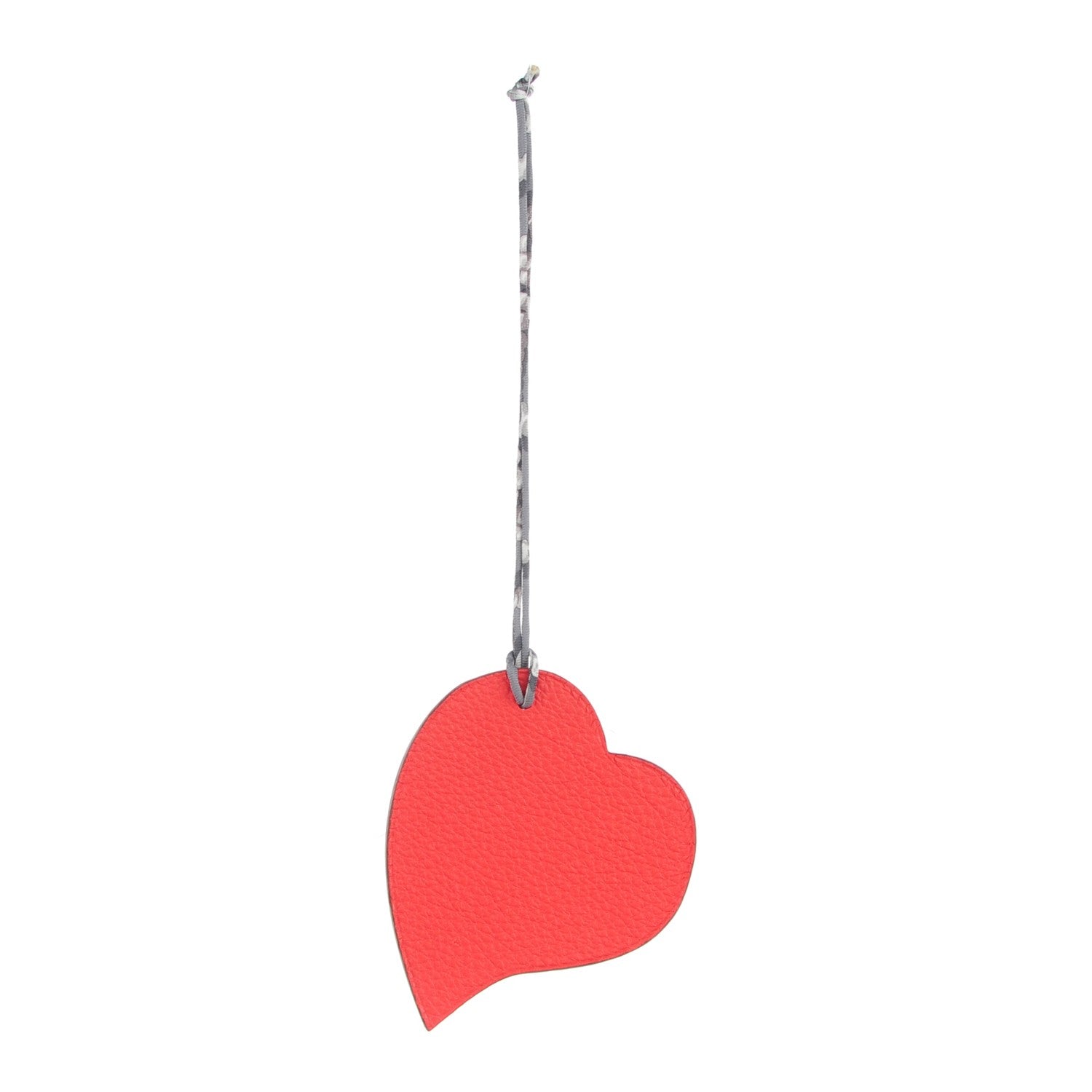 Hermes Togo Epsom Petit H Heart Bag Charm GM Rouge Pivoine Iris 1 of 4