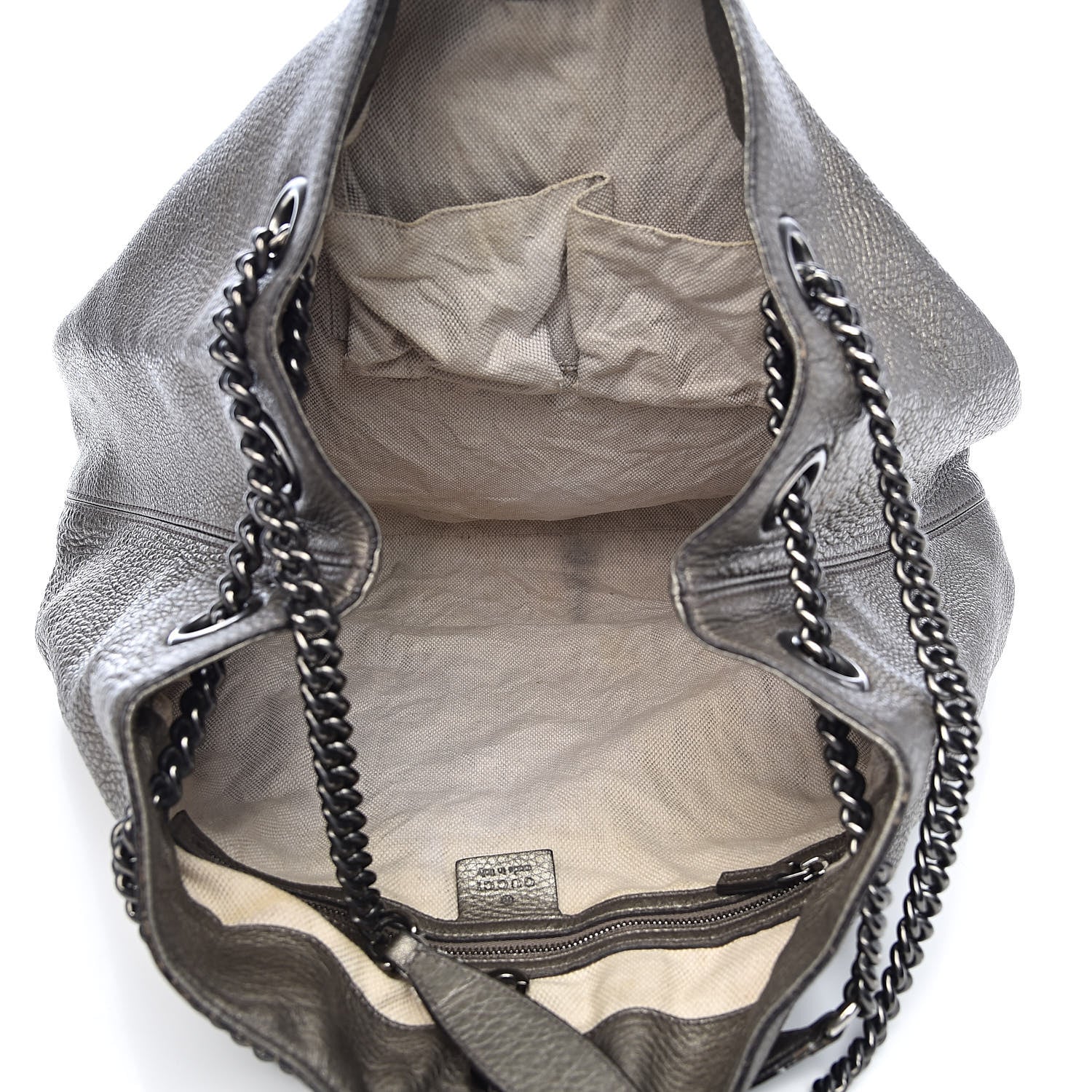 Gucci Metallic Pebbled Calfskin Large Soho Chain Shoulder Bag Sasso 5 of 16