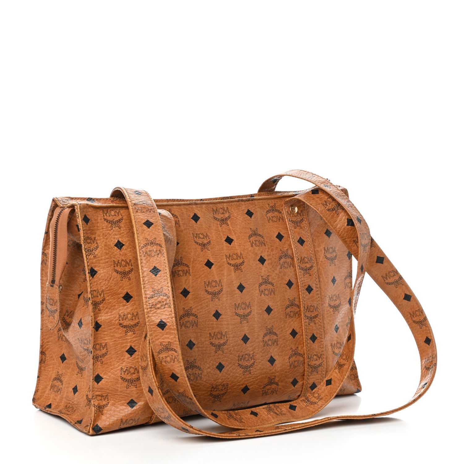 MCM Visetos Shopper Tote Cognac 3 of 9