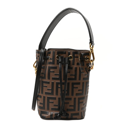 Fendi Vitello Liberty F is Fendi Bi-Color FF 1974 Embossed Mini Mon Tresor Bucket Bag Maya Black 1 of 10