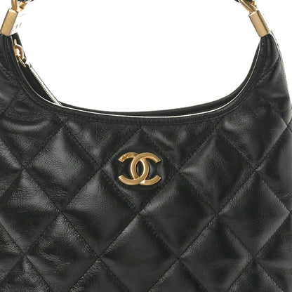 Chanel Shiny Crumpled Lambskin Quilted Small CC Funky Town Hobo Black 8 of 10