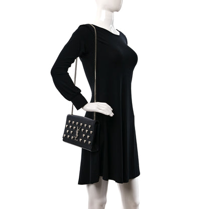 Saint Laurent Calfskin Heart Studded Monogram Chain Wallet Black 2 of 8