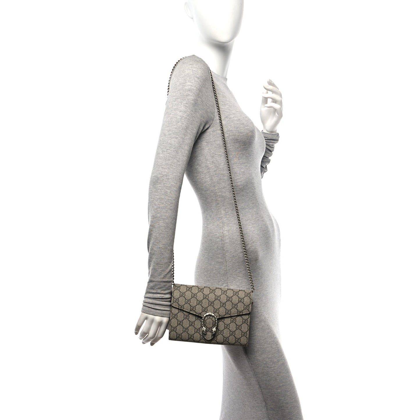 GG Supreme Monogram Mini Dionysus Chain Wallet Beige Taupe