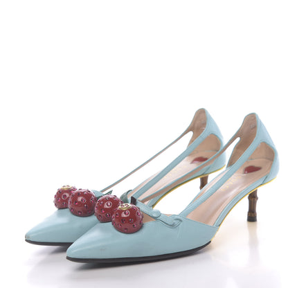 Gucci Malaga Kid Unia Cherry Pumps 38.5 New Acquamarine Emerald Cocoa 3 of 12