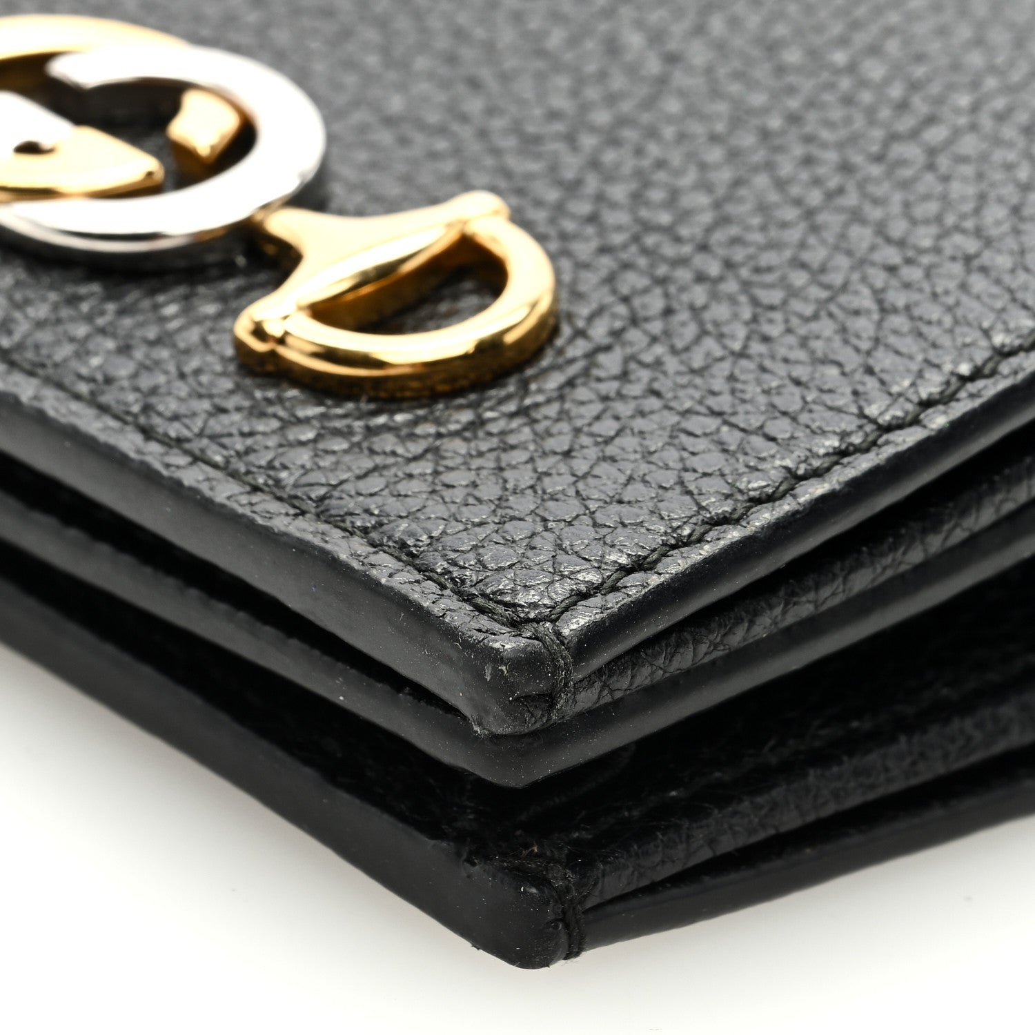 Gucci Grainy Calfskin Zumi Chain Card Case Wallet Black 8 of 8