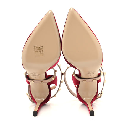 Valentino Garavani Velvet Calfskin Rockstud Cross Strap Slingback 90mm Pumps 36 Rubino Poudre 5 of 8