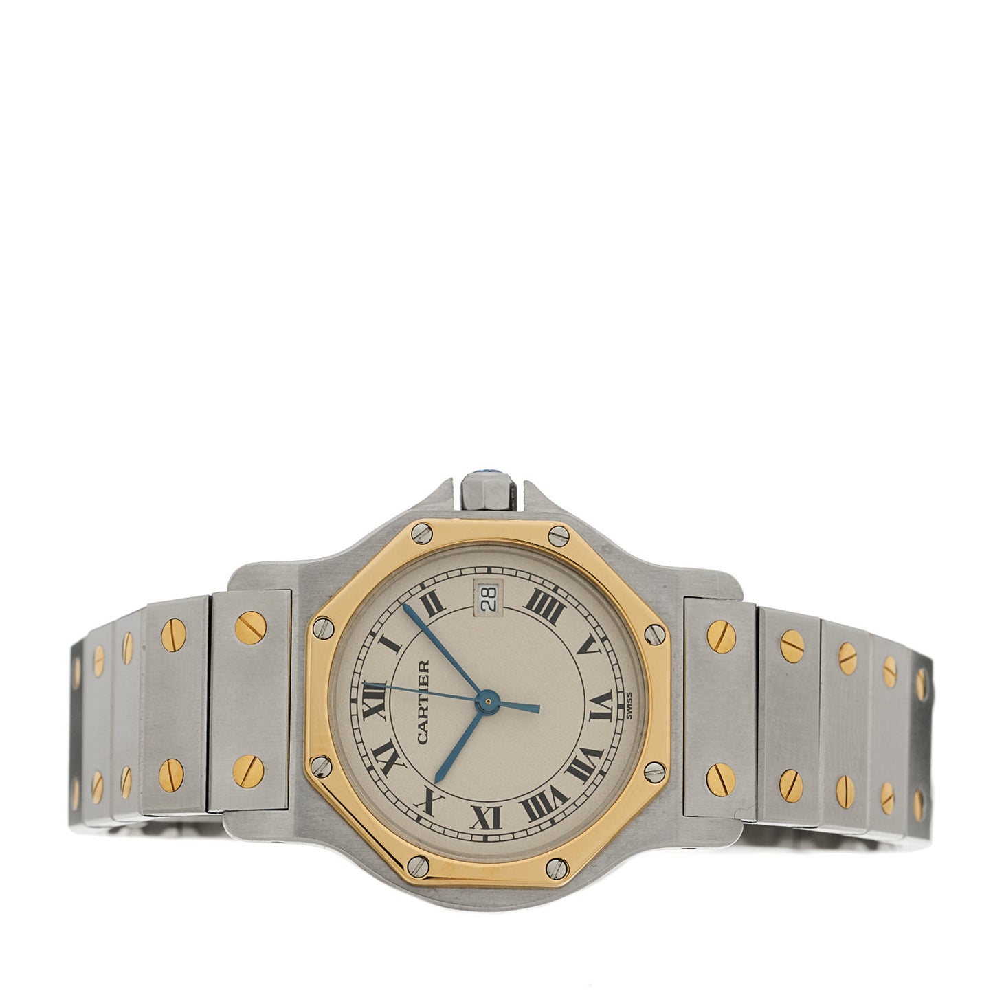 Stainless Steel 18K Yellow Gold 29mm Santos Octagon Quartz Watch