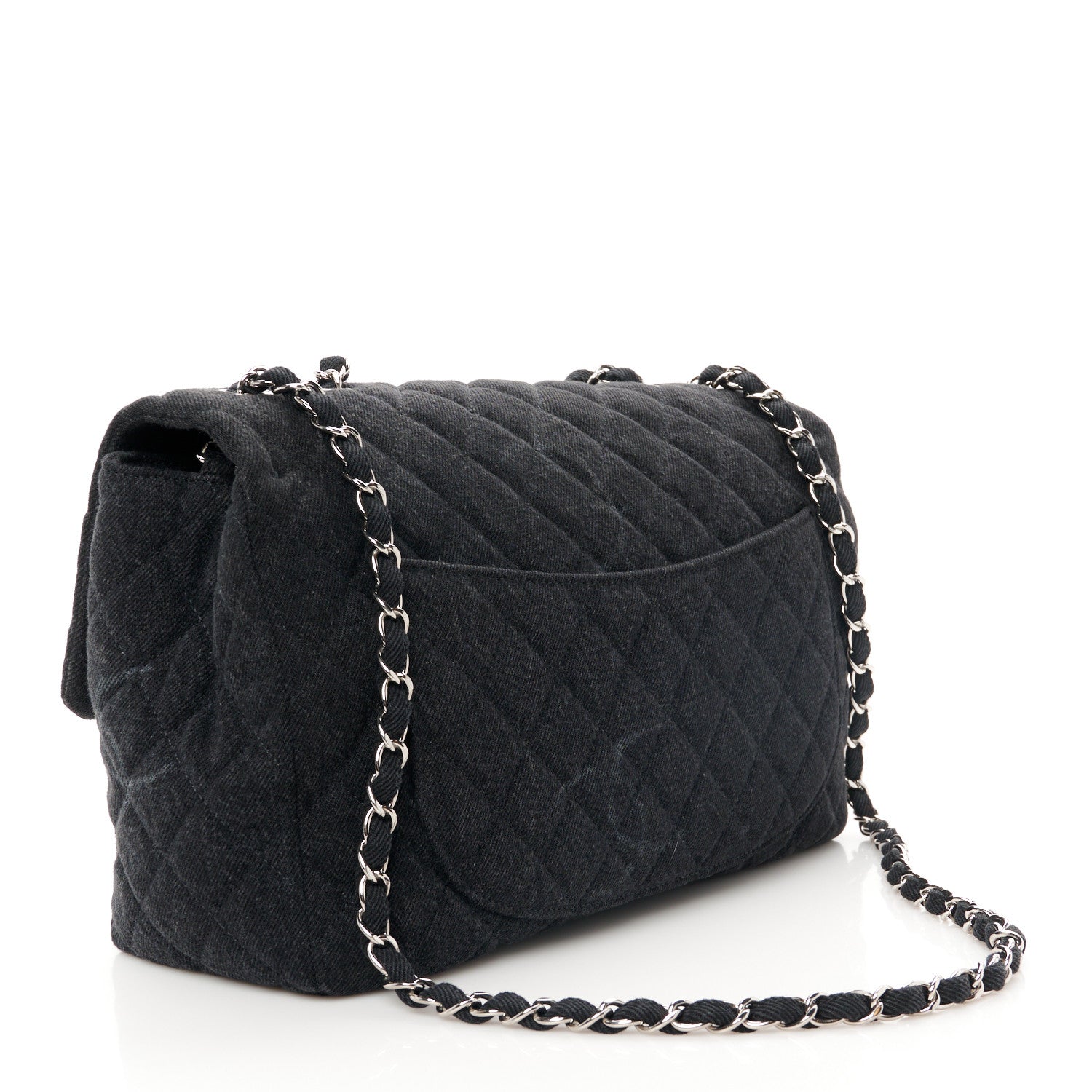 Chanel Denim Quilted CC Print Jumbo Single Flap Black 3 of 11