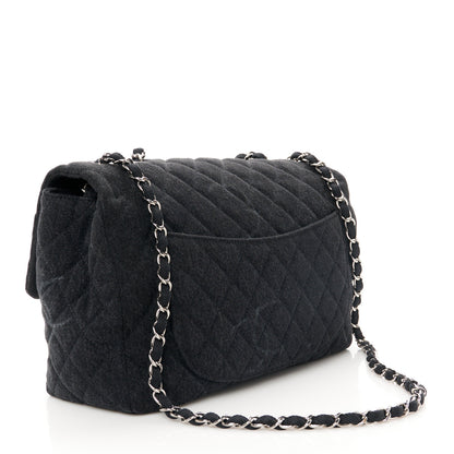 Chanel Denim Quilted CC Print Jumbo Single Flap Black 3 of 11
